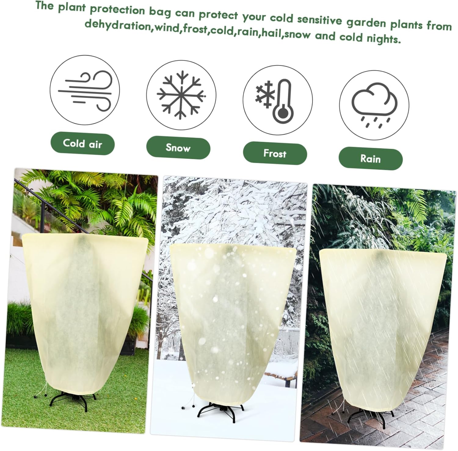 2pcs Winter Plant Covers Zipper Drawstring Garden Plant Protectors for Frost Protection