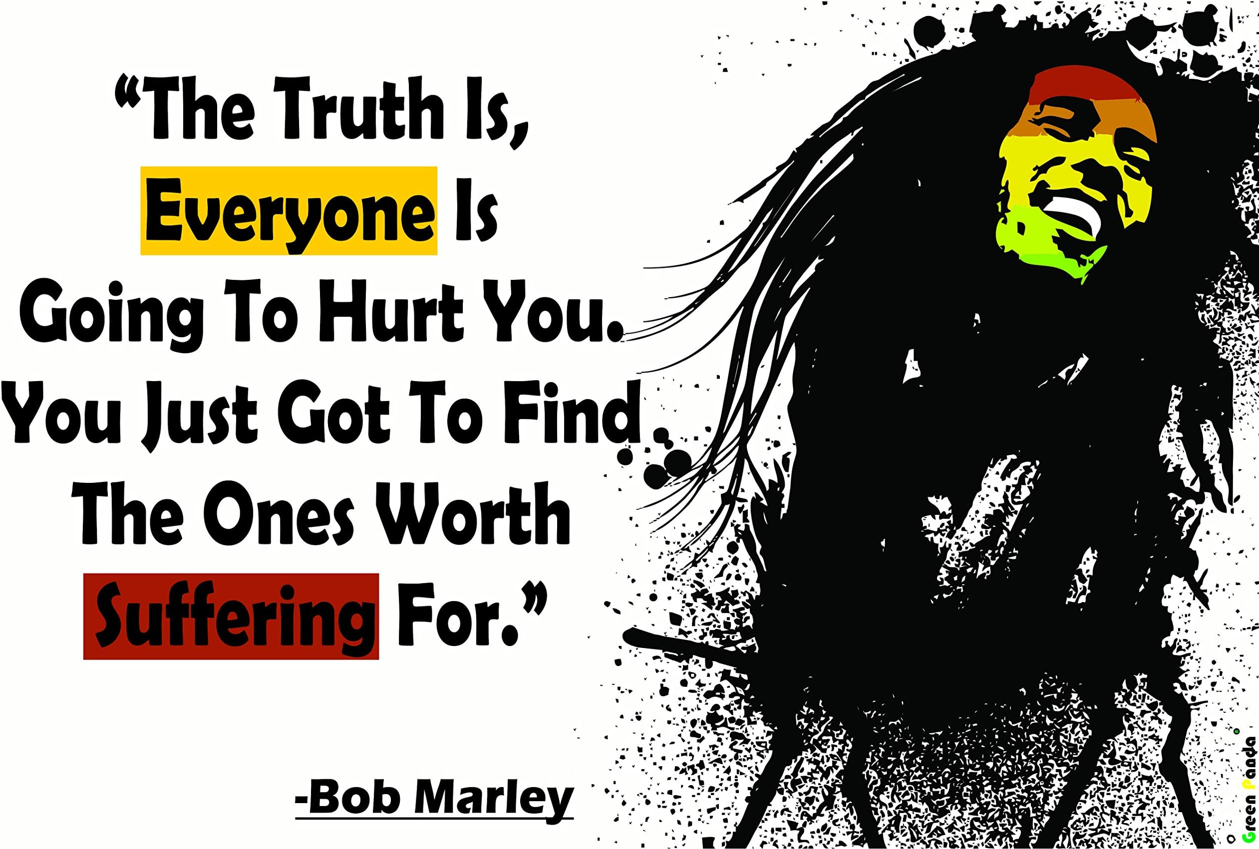 Green Panda ® Glossy Laminated Bob Marley Quote Wall Sticking Posters (12x18 inch)