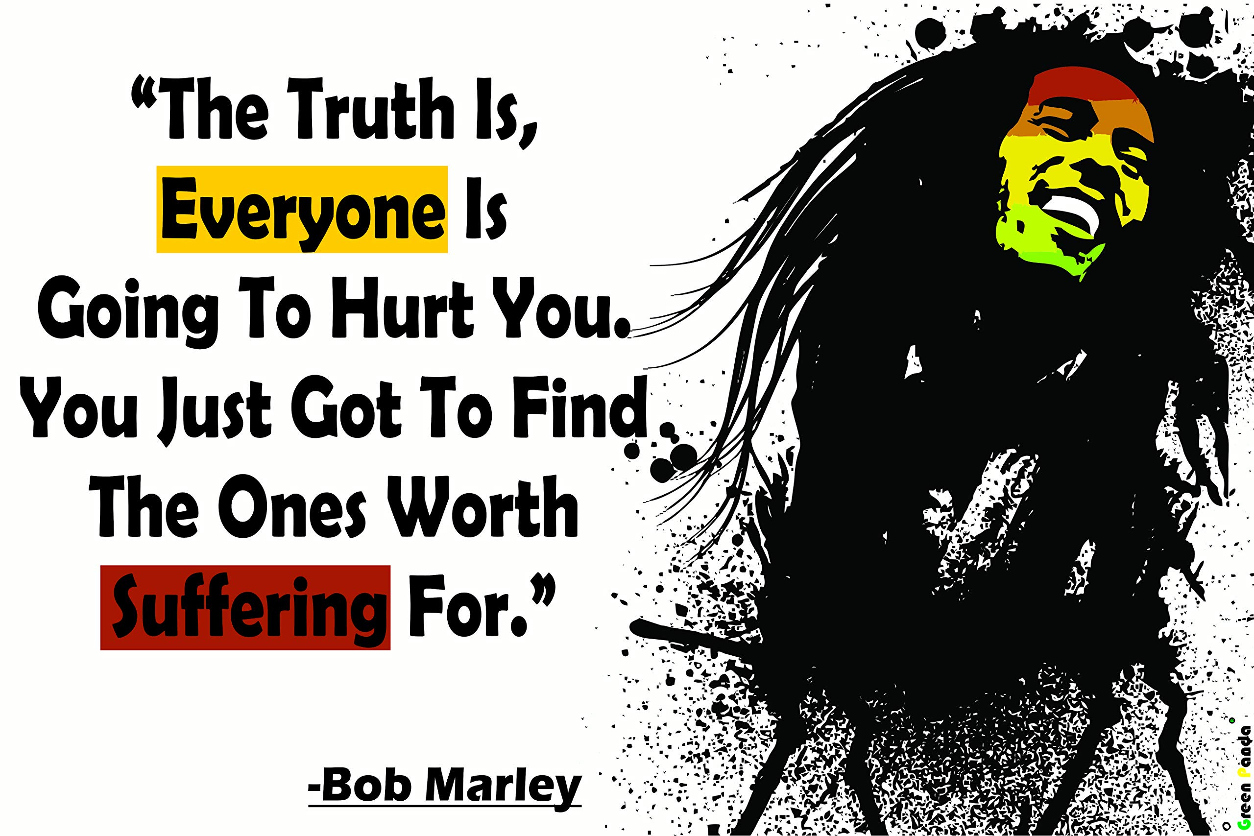 Green Panda ® Glossy Laminated Bob Marley Quote Wall Sticking Posters (12x18 inch)