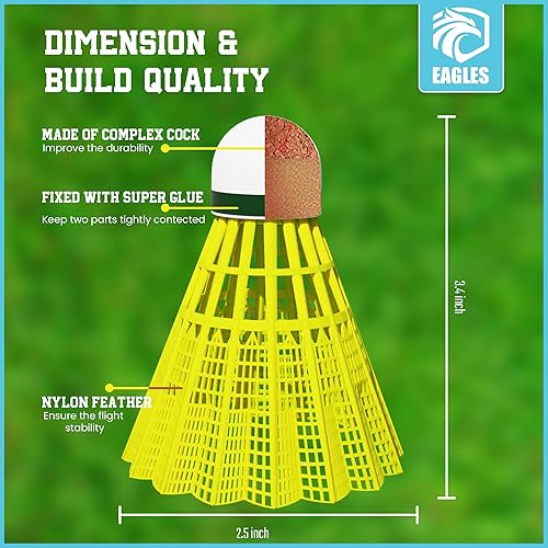 Miniatura 4 de EAGLES Bádminton Birdies - Juego de bolas de nailon para práctica de béisbol en interiores y exteriores, estables y duraderas para niños y adultos