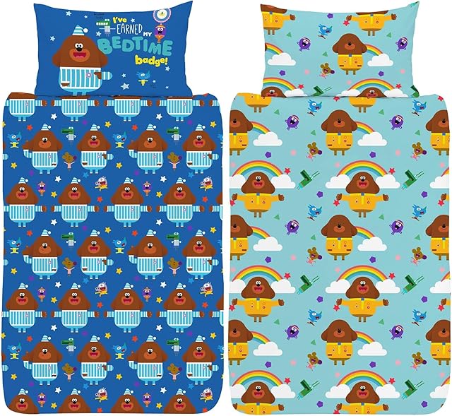 Hey Duggee Junior Cot Duvet Cover - Bedtime Hug Design - Official Reversible Bedding Set - Polycotton