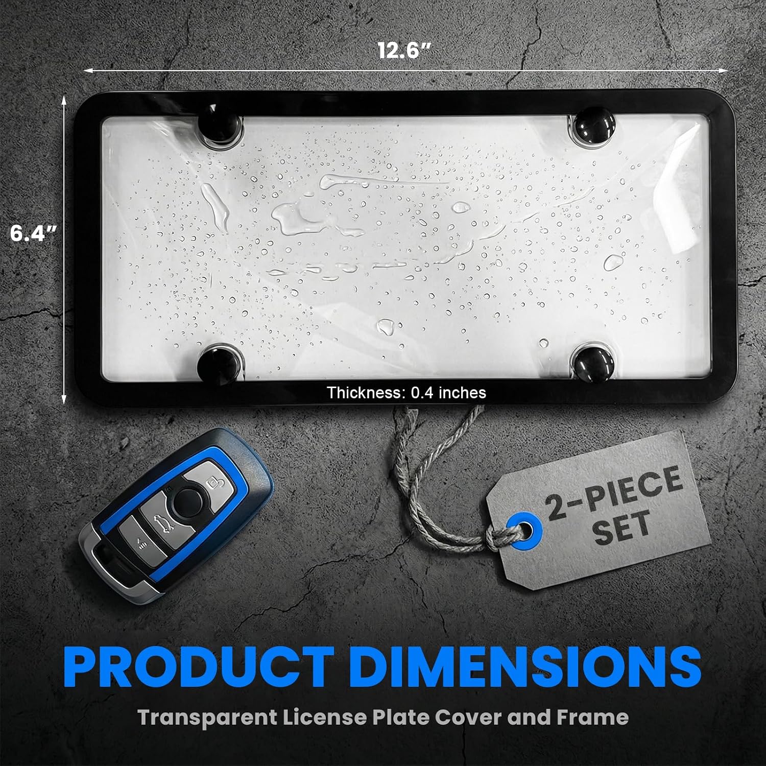 2 PCS License Plate Covers and Frames, Anti-Scratch Clear Front Rear Car Tag Protector with Screws & Caps, Universal Unbreakable License Plate Holder for Cars Trucks SUVs