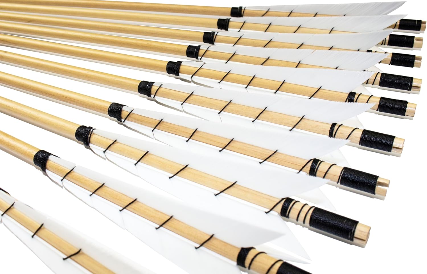TTFLY FLETCHING 32 inch White Medieval Wooden Arrows Handmade Shaft Practice Targeting Arrow Archery for Recurve Longbow(Pack 12)