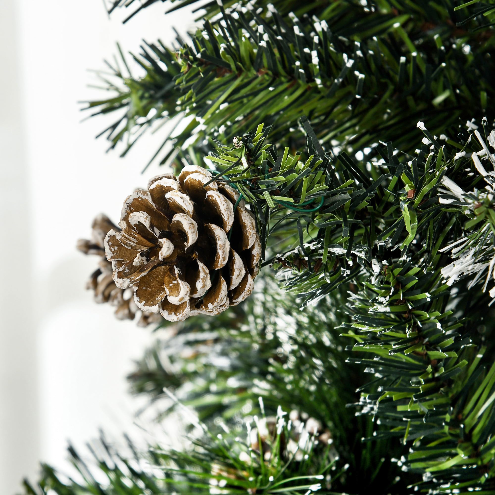 HOMCOM Sapin de Noël Artificiel 180 cm avec 618 Branches Enneigées Vert | Support en Acier, Socle Pliable