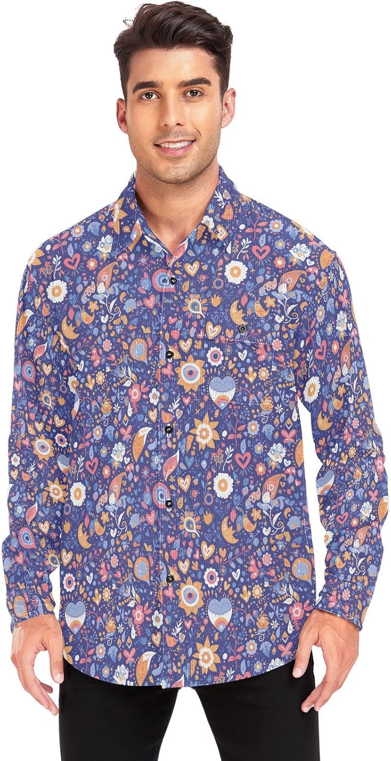 KLL Bohemian Men Women Cotton Rugby Shirts Daily Wear Long Sleeve Blouse