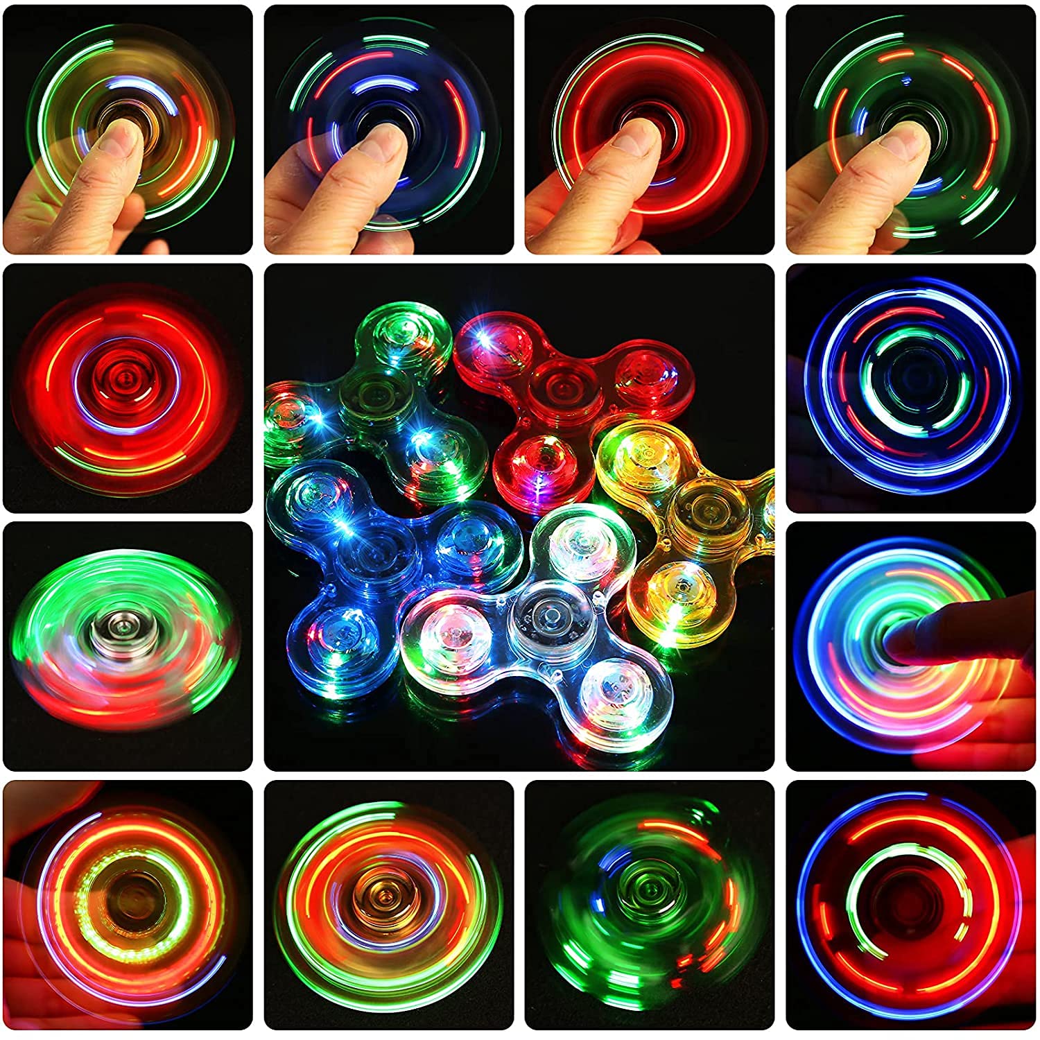 Yeefunjoy Fidget Toy Regalos Fiestas de Navidad Juguetes para niños-Pack de Fidget Cristal LED Juguete para Dedos Fidget Toy de Mano-ADHD Juguete contra Ansiedad Reductor de Estrés