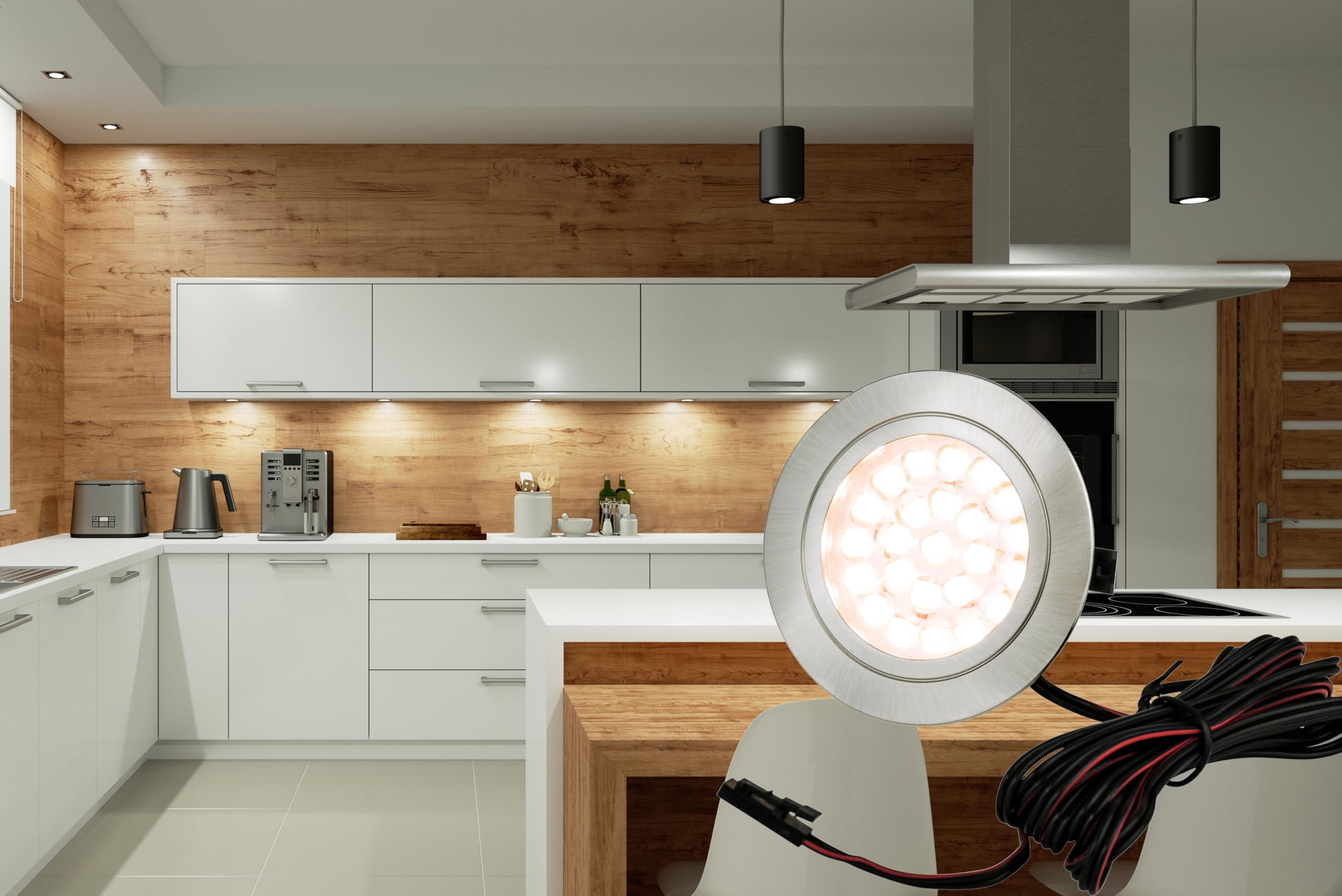 Lot de 2 Spot LED encastrable pour meuble Tim 2 W Blanc chaud 12 V DC 2800 K 180 Lumen Aluminium