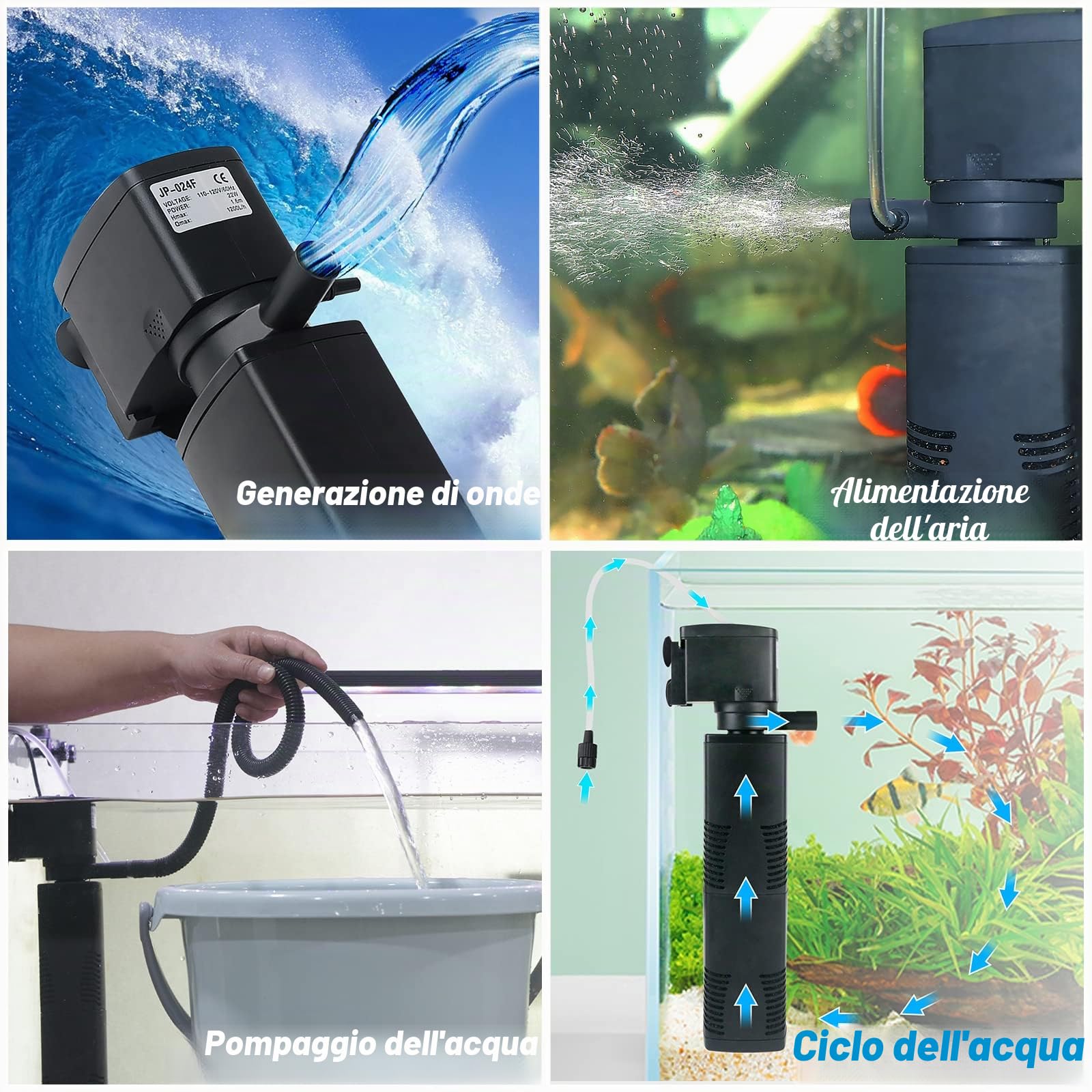 Tararium Filtro Interno per Acquario da 150-560 Litri Bio Sponge Aquarium Filter Potente Pompa d'acqua Sommergibile con Aerazione Grande Serbatoio Tartaruga Giardino Laghetto Wave Maker