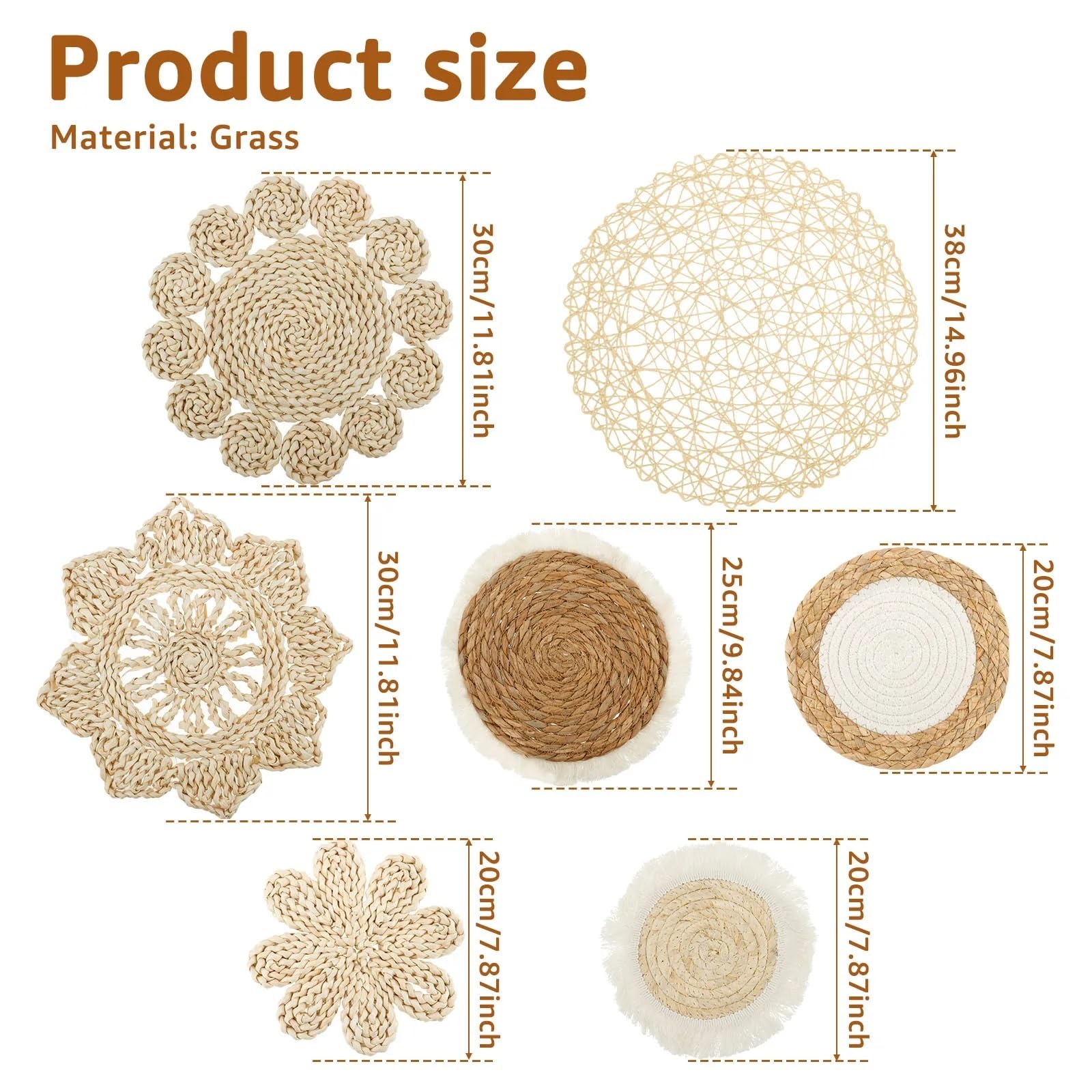 Platos Decorativos de Ratán Para Cestas de pared decorativas Cestas de pared de mimbre de ratán hechas a mano Cestas de pared fáciles de limpiar Cestas seguras Arte de pared Versátil Colgante Tejido