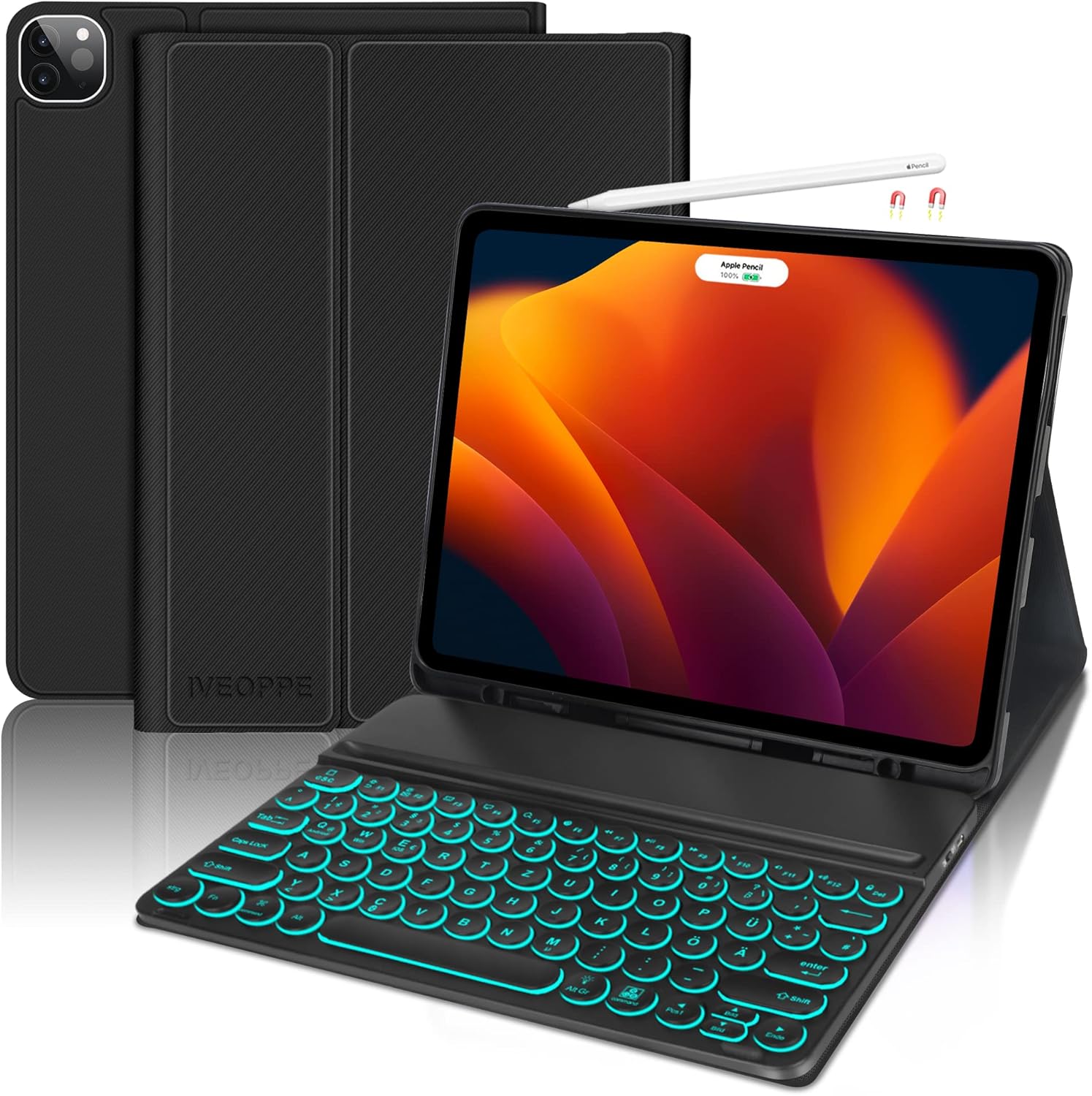 IVEOPPE Toetsenbord voor iPad 6e generatie - hoes magnetisch afneembaar