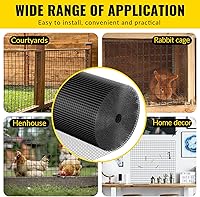 Vista 7 de Tela Metálica de Alambre Recubierto de PVC 24'' x 25' Malla de 1/2 pulgada Valla de Alambre de Pollo Recubierto de Vinilo Negro Calibre 19 Valla