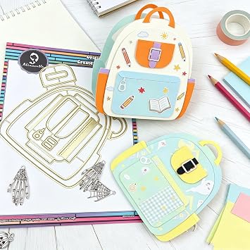 Alinacutle Backpack Album Frame Metal Die Cutting Die for Back to School Student Gift Paper Craft Handmade Card Making DIY Greeting Cards Scrapbooking and Album Art Template