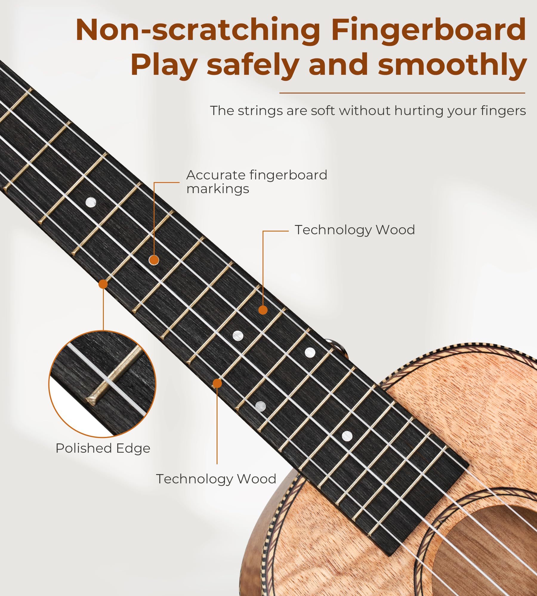 Ukulele Concert Mahogany Bundle 23 inch Ukelele for Beginners Adults Professional Four String Wooden Hawaiian Starter Uke Kit, Natrual Wood Color by Vangoa - Image 4