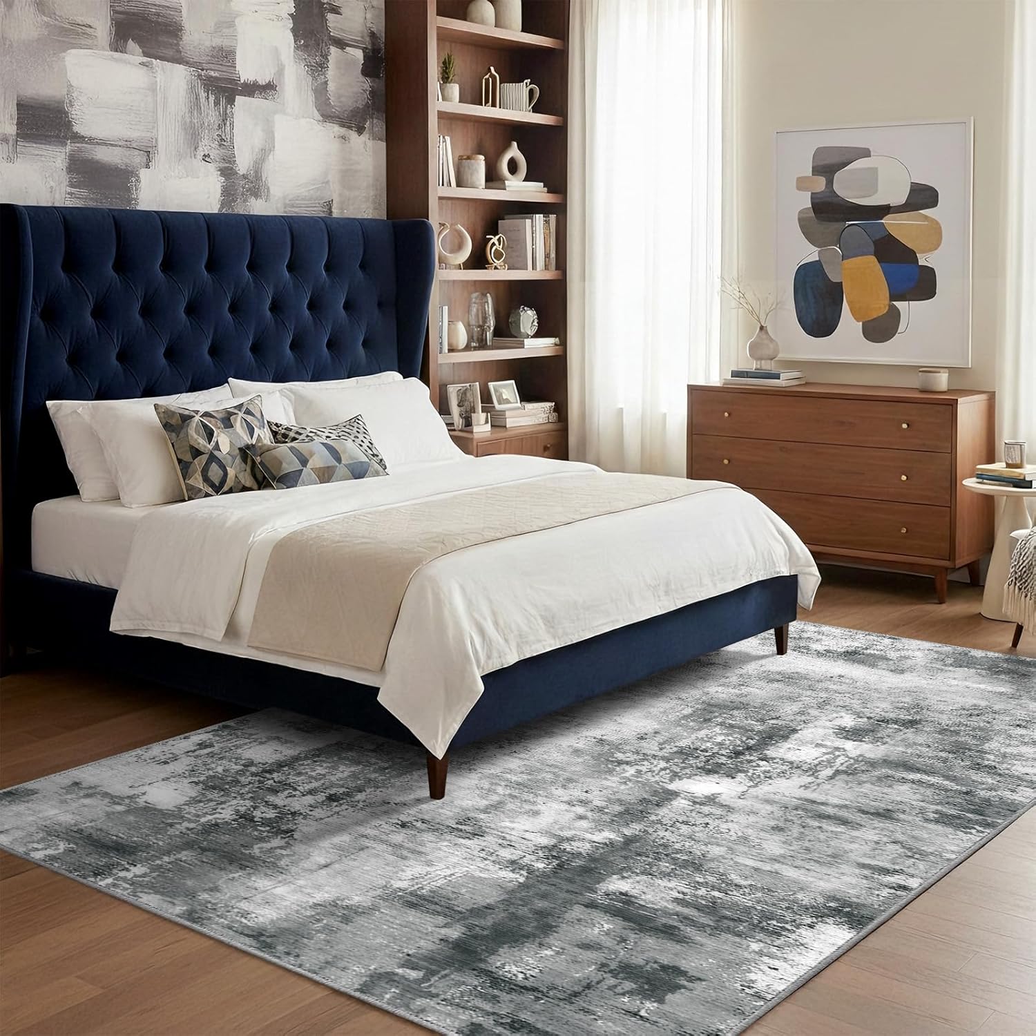 Rostyle Washable Area Rugs 8x10, Soft Entryway Carpets for Living Room and Bedroom, Non Slip Low Pile Stain Indoor Bedside Rug for Dining Room, Kids Room, Nursery, Home, Office