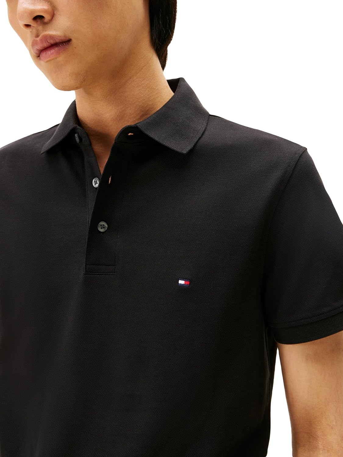 Tommy Hilfiger Men's Short Sleeve Polo Shirts in Slim Fit with Stretch and Organic Pique Cotton