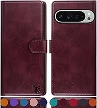SUANPOT for Google Pixel 9 Pro XL 6.8" 5G case with [Credit Card Holder][RFID Blocking],PU Leather Flip Book Protective Cover Women Men for Pixel 9 Pro XL Phone case Wine Red