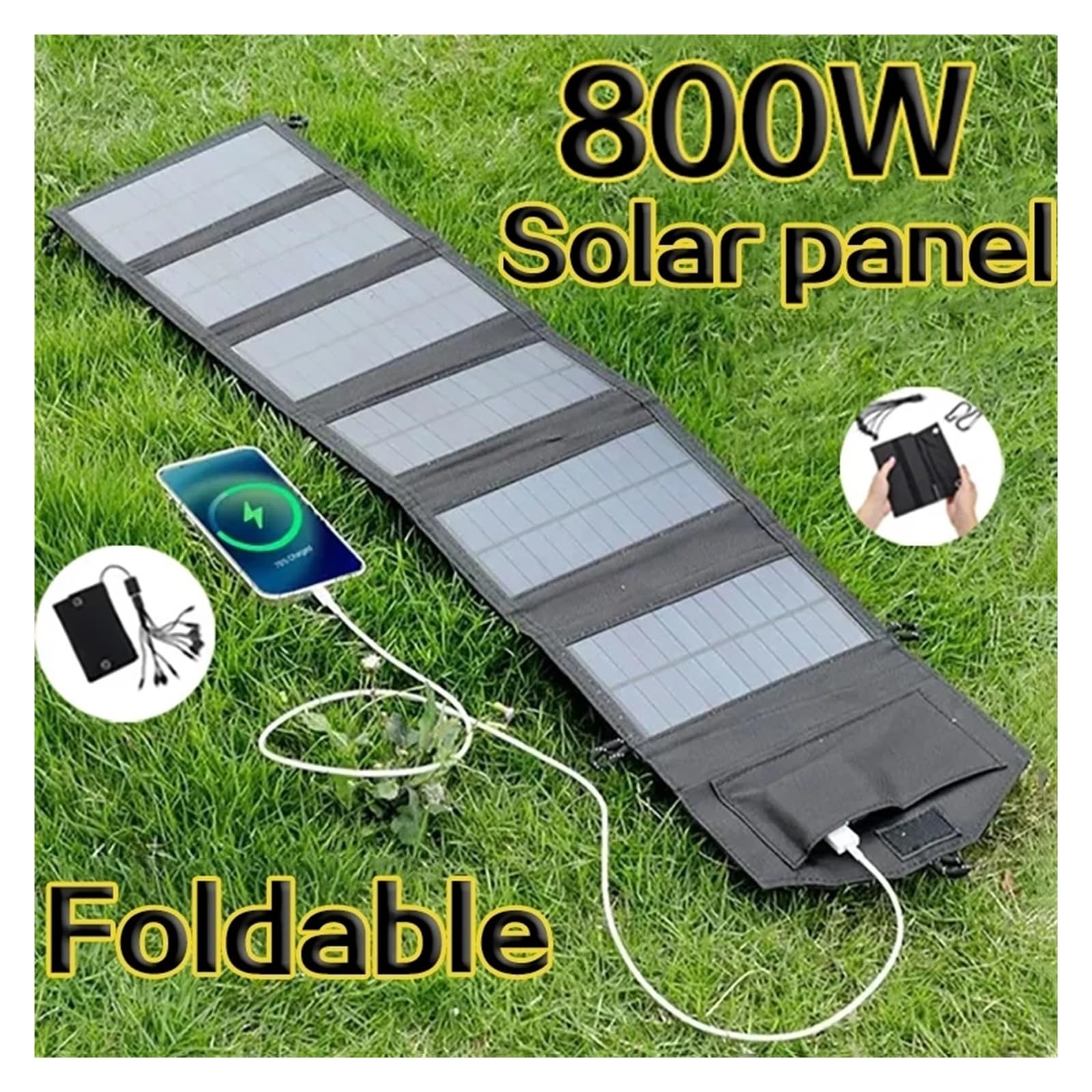 Pannello solare pieghevole 6 volte da 800 W Caricatore for pannelli solari portatili da 20 W/h Alimentatore mobile for pannello solare USB 5 V r