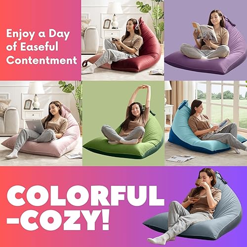 Miniatura 5 de Nobildonna Funda para puf de 4 pies (sin relleno) para adultos, funda de terciopelo extra grande de alta calidad de 400 litros, puf lavable sin