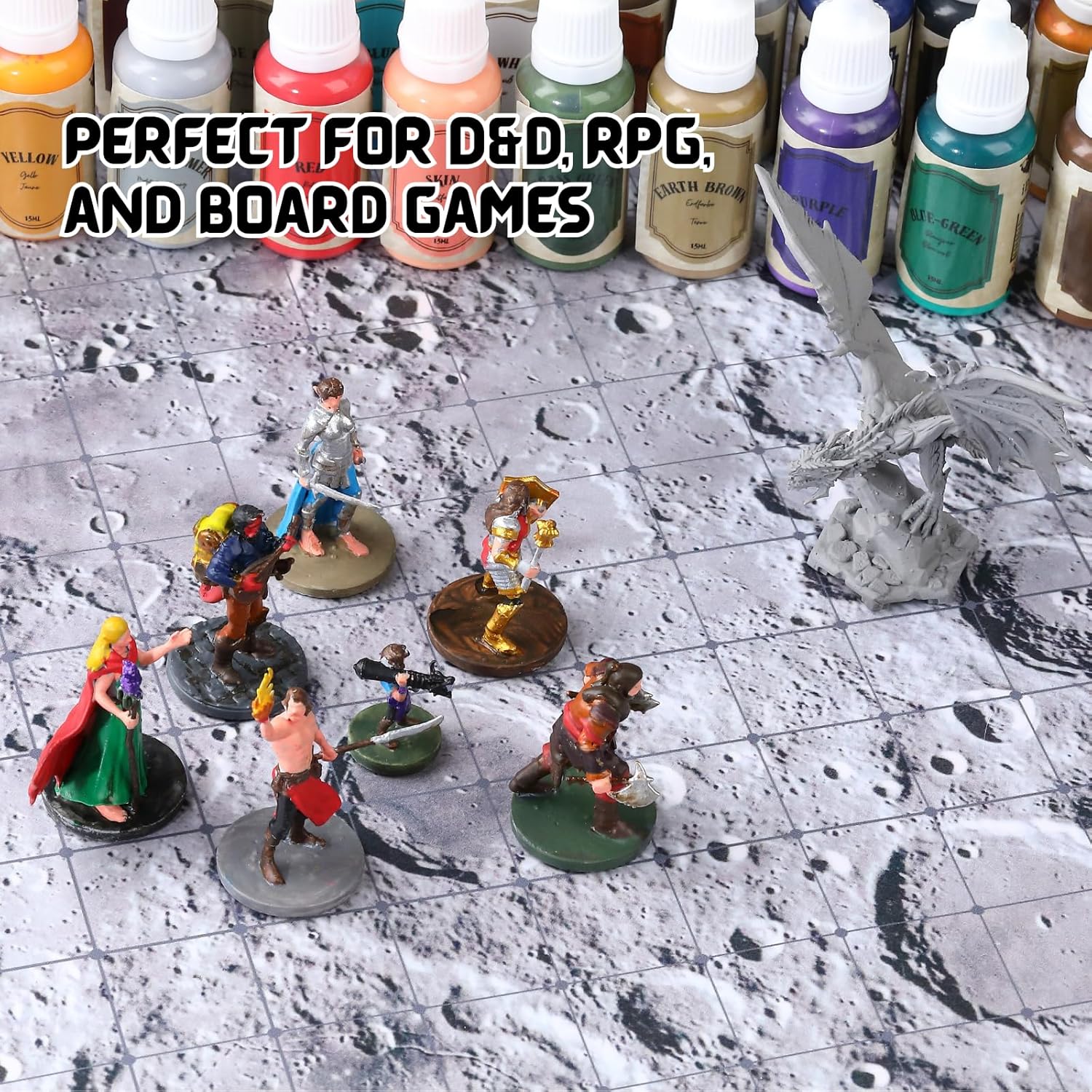 DND Miniatures Starter Set-40 Unique Minis 3D Printed Figure-D&D 5E Pathfinder Games Accessories-14 Adventurers&26 Monsters: Kobold Orc Ogre Goblin create Encounter Campain-Gift for TTRPG DM Player