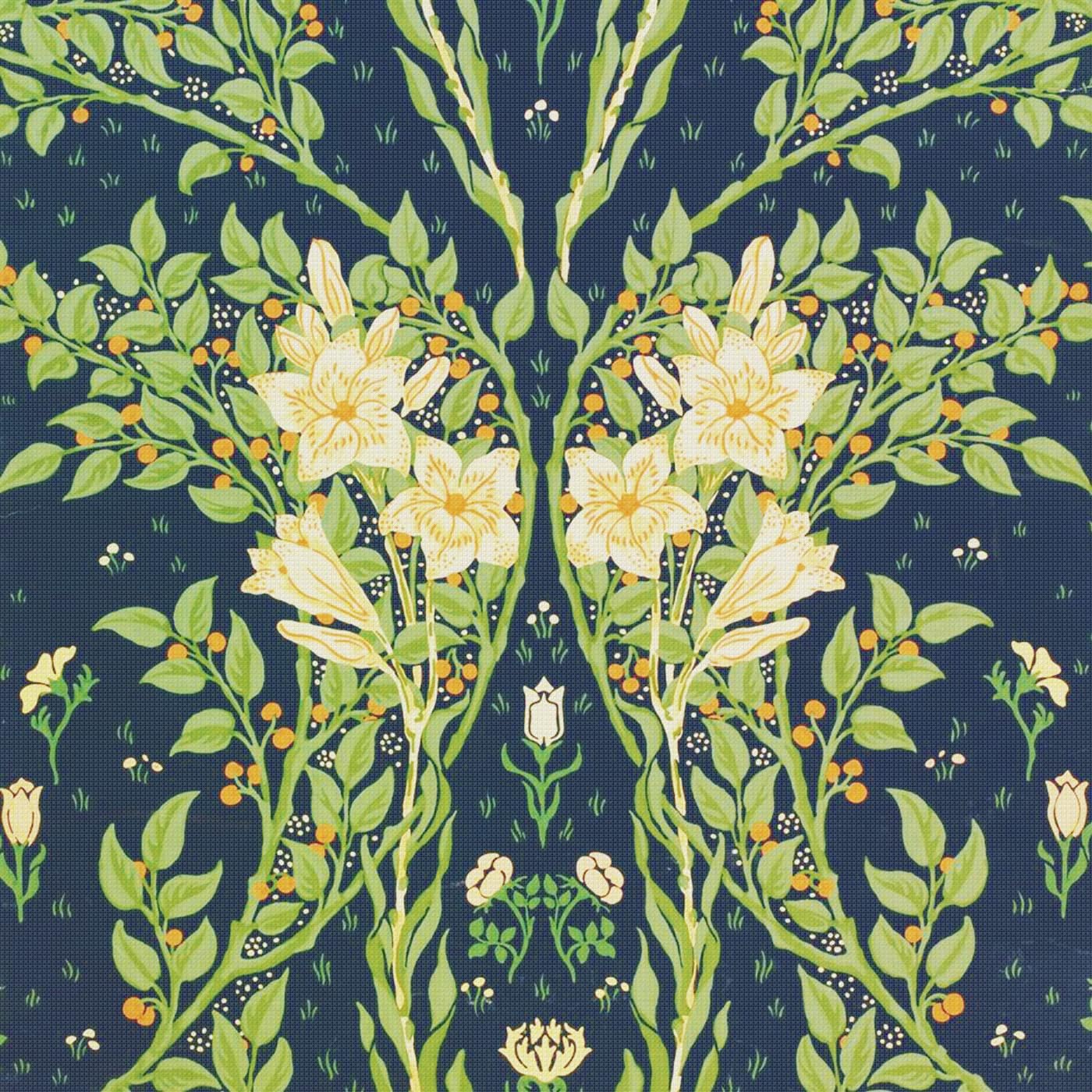 Orenco Originals White Lily-Blue Background Detail by Walter Crane Counted Cross Stitch Pattern