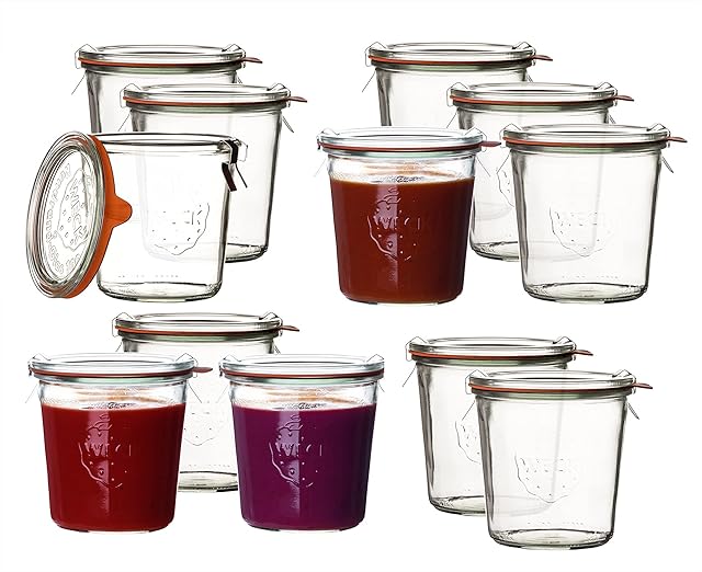 12 sztuk słoików na przetwory Weck 0,5 l okrągłe krawędzie słoiki na przetwory
