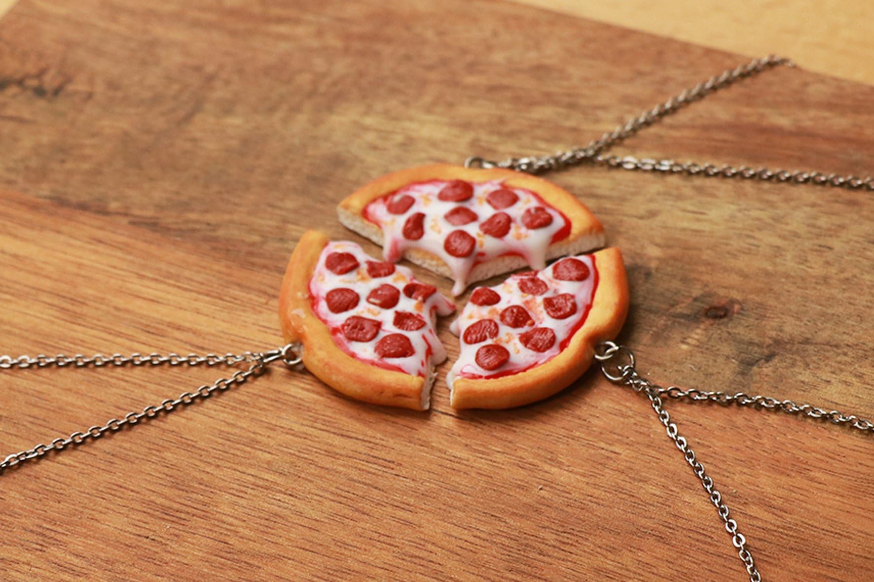 Pizza Friendship Necklace VARIOUS SIZES - food jewelry, miniature food, pizza necklace, bff necklace, friends necklace, friendship necklace