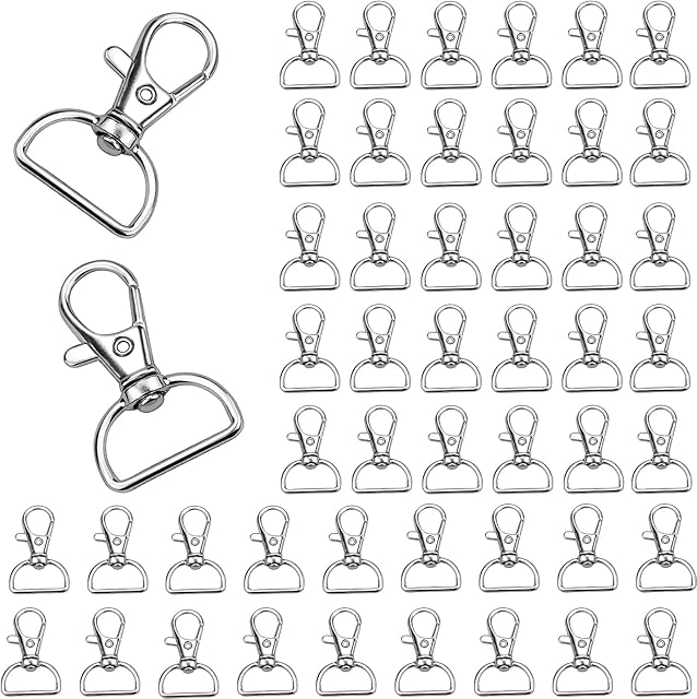 50 Pcs Swivel Keyrings Clasps, Swivel Lobster Keyrings Clasps, Swivel Trigger Snap Hooks with D Ring for Jewellery Crafts Lanyard Clips Key Rings Puppy Chains - 0.78 inch
