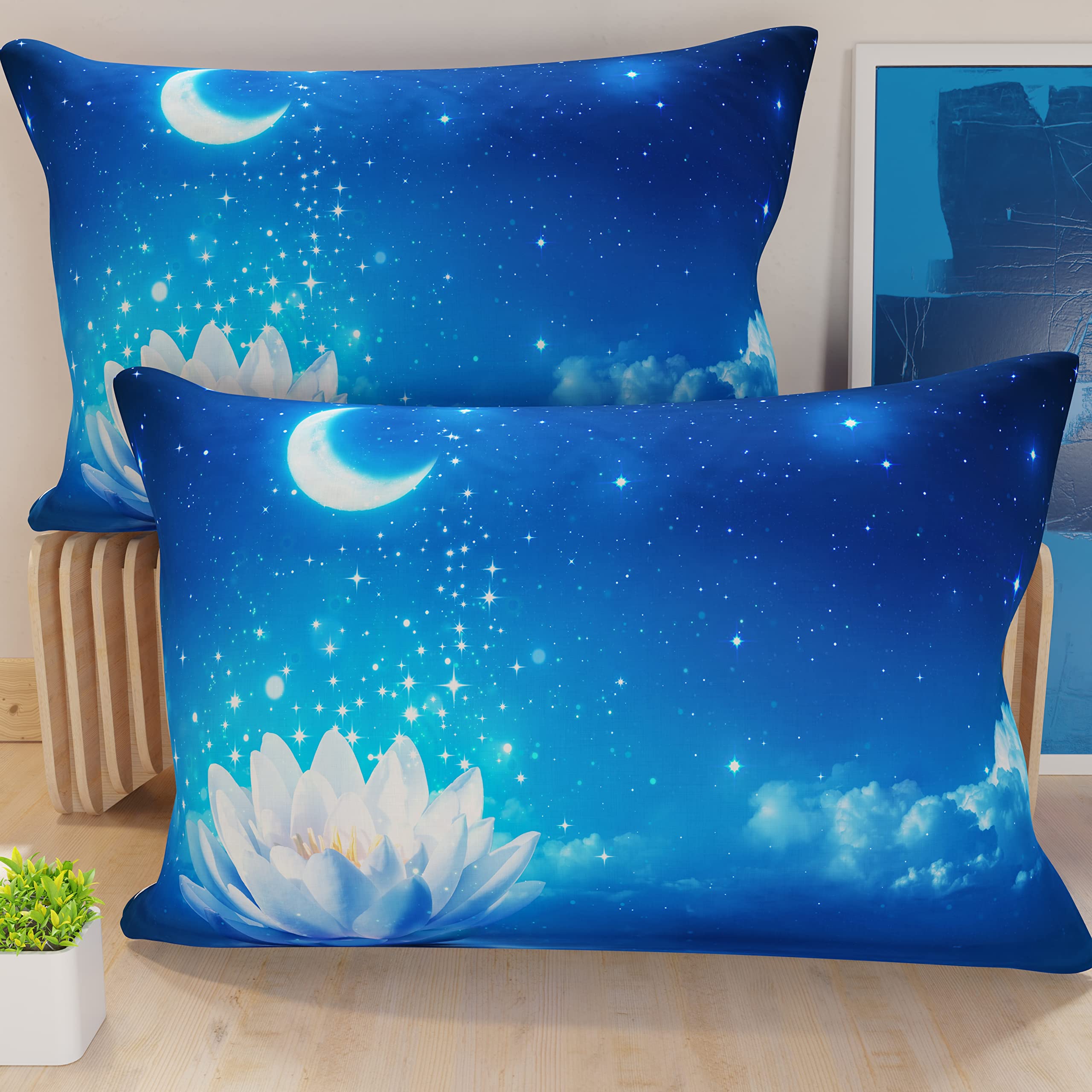 PETTI Artigiani Italiani - Pair of Pillow Cases 30 x 50 cm in Microfibre, Cushions for Bedroom Furniture, Sofa, Living Room, Set of 2 Cushion Covers, Starry Night Pillows, 100% Made in Italy