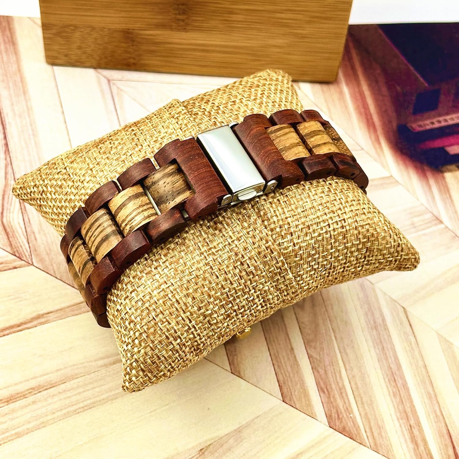 Men's Wood Watches Quartz Wooden Watch Japanese Movement Calendar Display Diameter 42 mm - Image 7