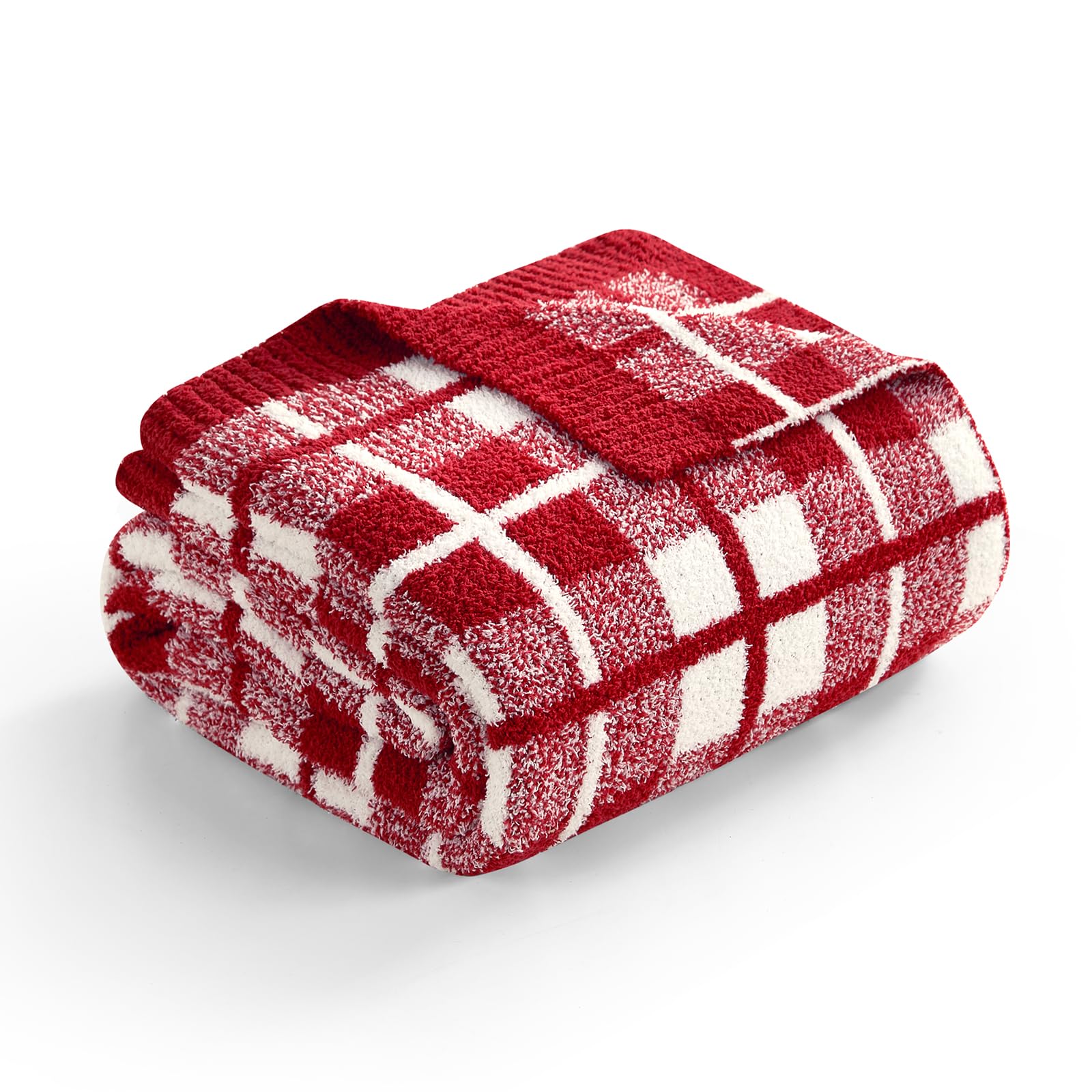 Snuggle Sac Red Checkered Throw Blanket for Couch, Super Soft Cozy Warm Christmas Red Blankets, Reversible Buffalo Plaid Microfiber Throws for Sofa Bed, Red Plaid, 50x60 Inches