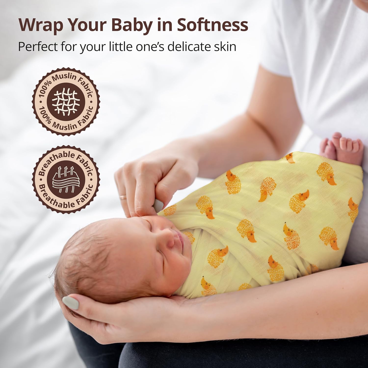 LuvLap 100% Cotton Muslin Baby Swaddle Set, Printed Muslin Swaddle for Newborn Baby, 0-18 Months +, Pack of 3 (Dots Hearts Print)