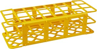Globe Scientific 456806 Polypropylene Microcentrifuge Tube Rack, 30mm Tube, Yellow, 24-Place