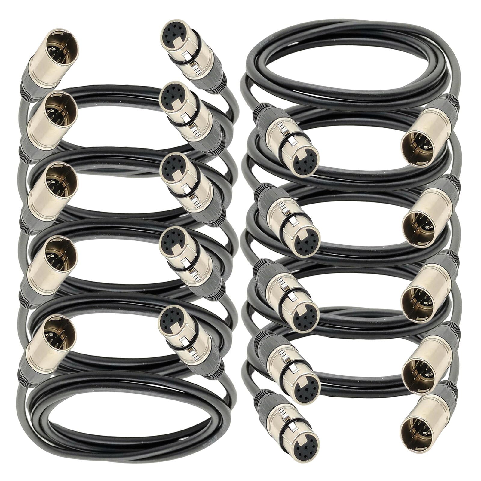 7-pinowy kabel mikrofonowy XLR, złącze XLR, zbalansowany męski na żeński kabel audio do mikrofonu i interfejsu audio (3 m)