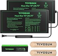 VIVOSUN 2-Pack 10x20.75" Waterproof Seedling Heat Mat UL/MET Certified for Germination, Hydroponics, Indoor Gardening