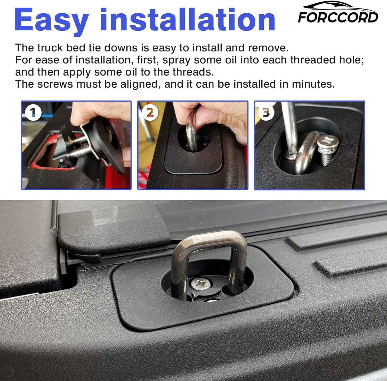 4 Pack Tie Down Anchors Custom Fit for 2015-2025 2026 Ford F-150, 2017-2025 2026 Ford F250 F350 Super Duty&Ford Raptor Bed Tie Downs for Truck F150 Replacement Accessories - Image 5