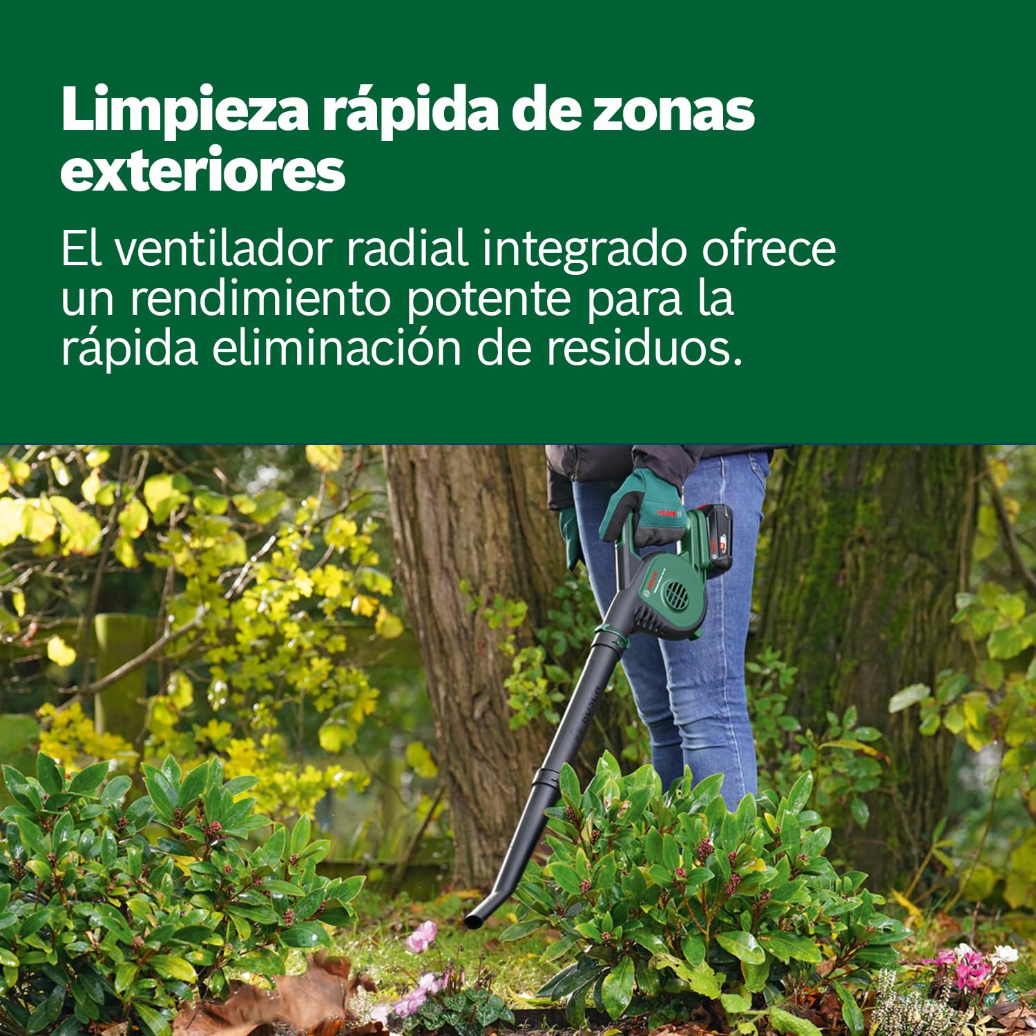 Bosch soplador de hojas a batería UniversalLeafBlower 18V-130 (para una limpieza rápida y sencilla de exteriores; sistema de 18 voltios; sin batería)