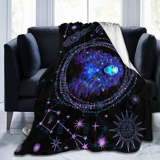 Virgo Throw Blanket Flannel Constellations Blanket Warm & Soft 12 Horoscope Astrology Throw Blankets Constellation Theme Home Décor 50