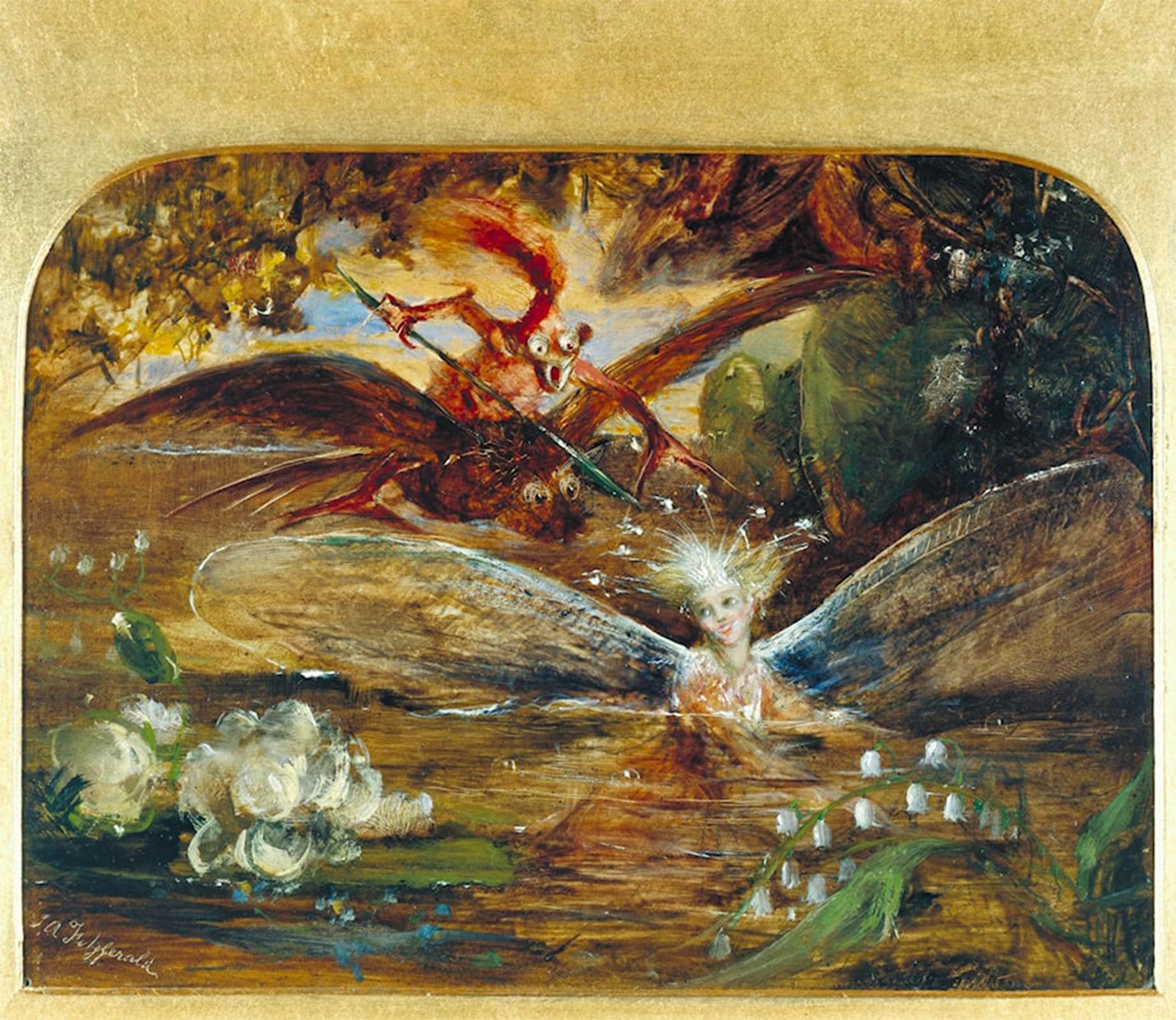 SERENDIPITP Retro Picture Poster Wall Art Pictures Painting the Fairy's Lake by John Anster Fitzgerald Wall Art Canvas Print for Wall Decor 60x90cm