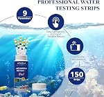 9-in-1 Aquarium Water Test Kit, Ammonia Test Strips for Fish Tanks and Ponds, 150 Strips Testing pH Total Alkalinity Hardness Chlorine Nitrite Sulfate Copper Iron for Both Fresh and Salt Water