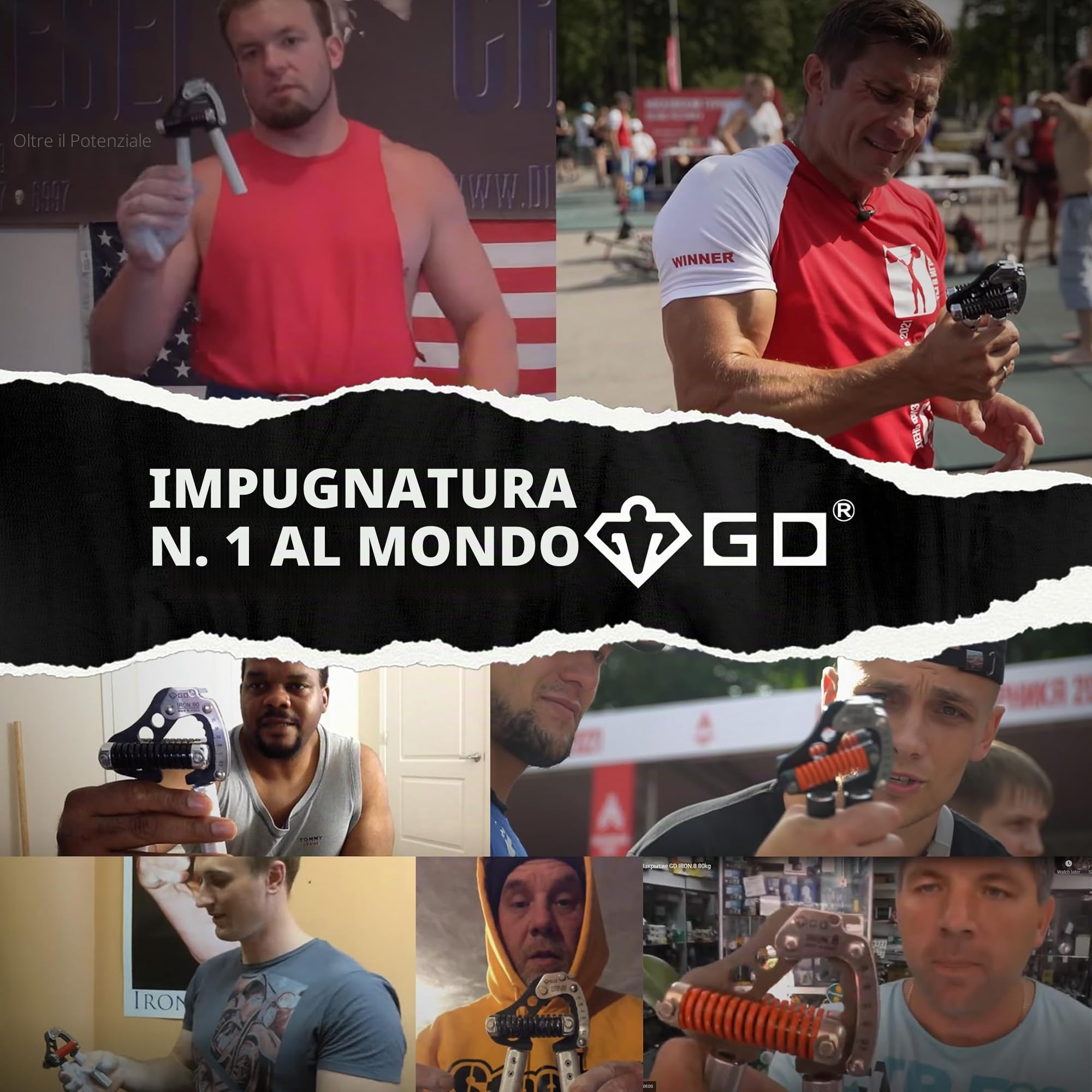 GD Iron Grip, rinforzante per impugnatura della mano (impugnature regolabili per allenamento della forza), per allenare la forza di polso e avambraccio