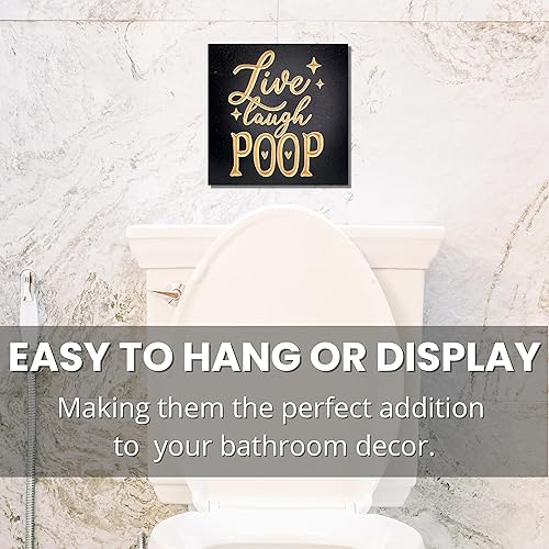 Miniatura 6 de Live Laugh Poop - 8 x 8 inch - Funny Bathroom Signs - Cute Bathroom Decor - Wooden Bathroom Signs - Hilarious Guest Bathroom Decorations - Funny