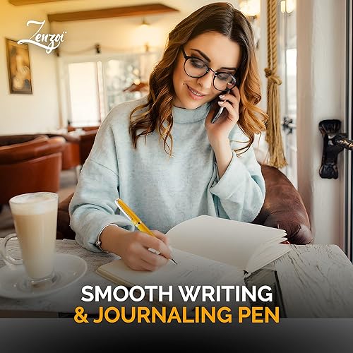 Miniatura 5 de ZenZoi Bolígrafo amarillo  Recargable, bolígrafo de lujo para mujeres, hombres. Recambios de tinta Schmidt de alta calidad de escritura suave. Juego