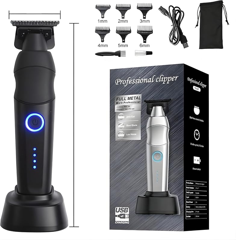 Hair Clippers for Men,beard trimmer for men Professional Clippers for Men Cordless Electric Hair Cutting Barber Clippers Rechargeable docking station Zinc Alloy Body Low Noise Guards for Mens Haircut