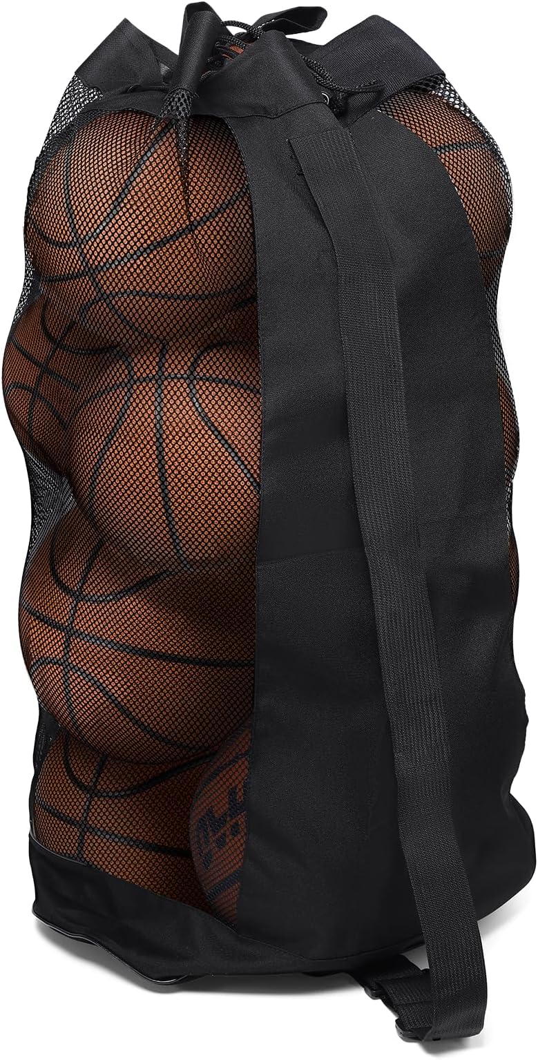 BrynnlExtra Ball Bag,Large Mesh Equipment Bag Black, Soccer Ball Bag with Adjustable Shoulder Strap,600D Oxford Cloth mesh sports bag for Holding Soccer/Football/Volleyball(Holds 12 Soccer Balls)