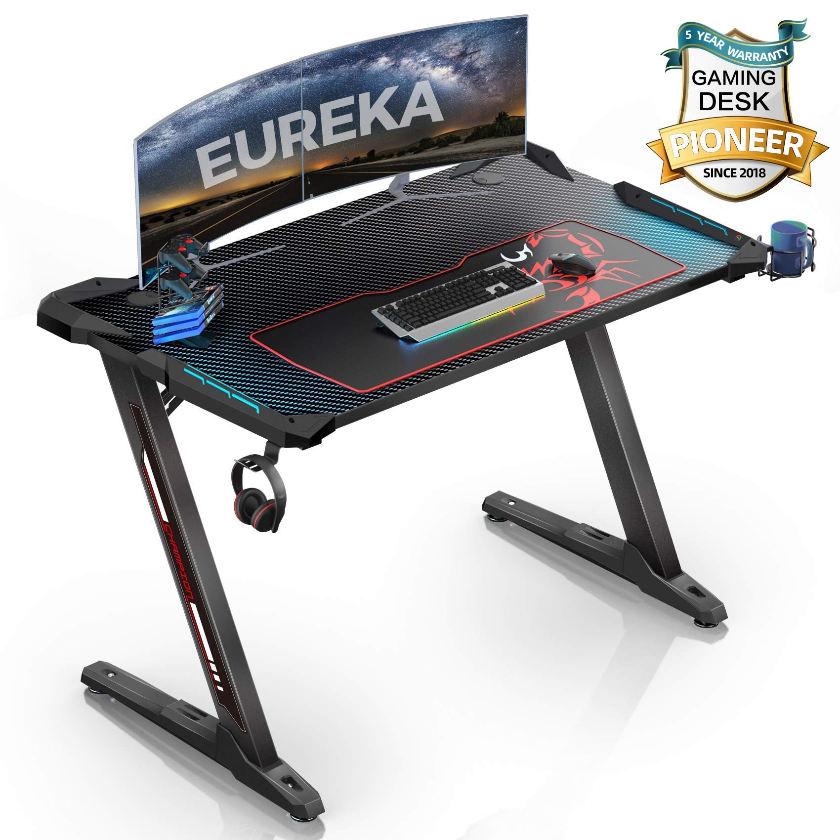 EUREKA ERGONOMIC Z1S Gaming Desk 43.3" Z Shaped Office PC Computer