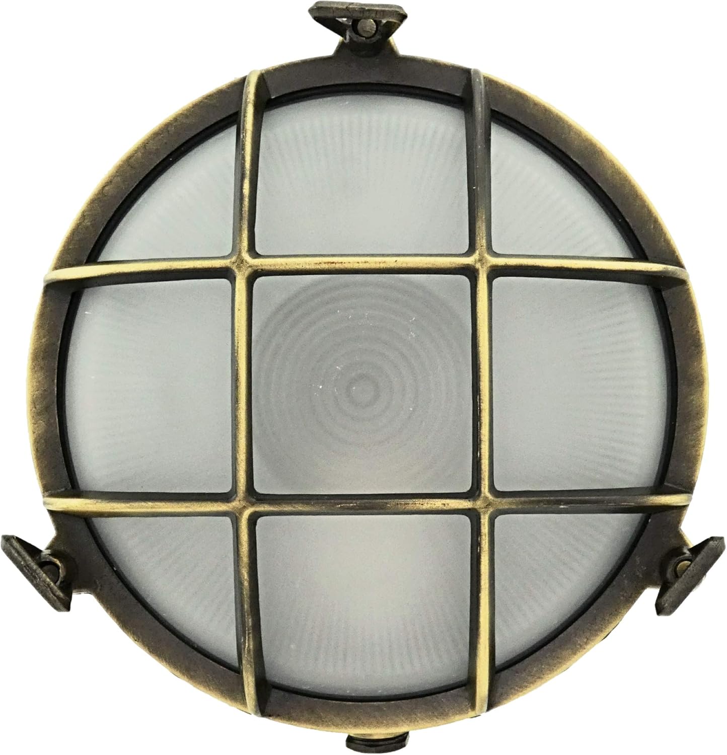 Rota 2000 Runde Schifslampe GitterLeuchte aus massivem Messing ...