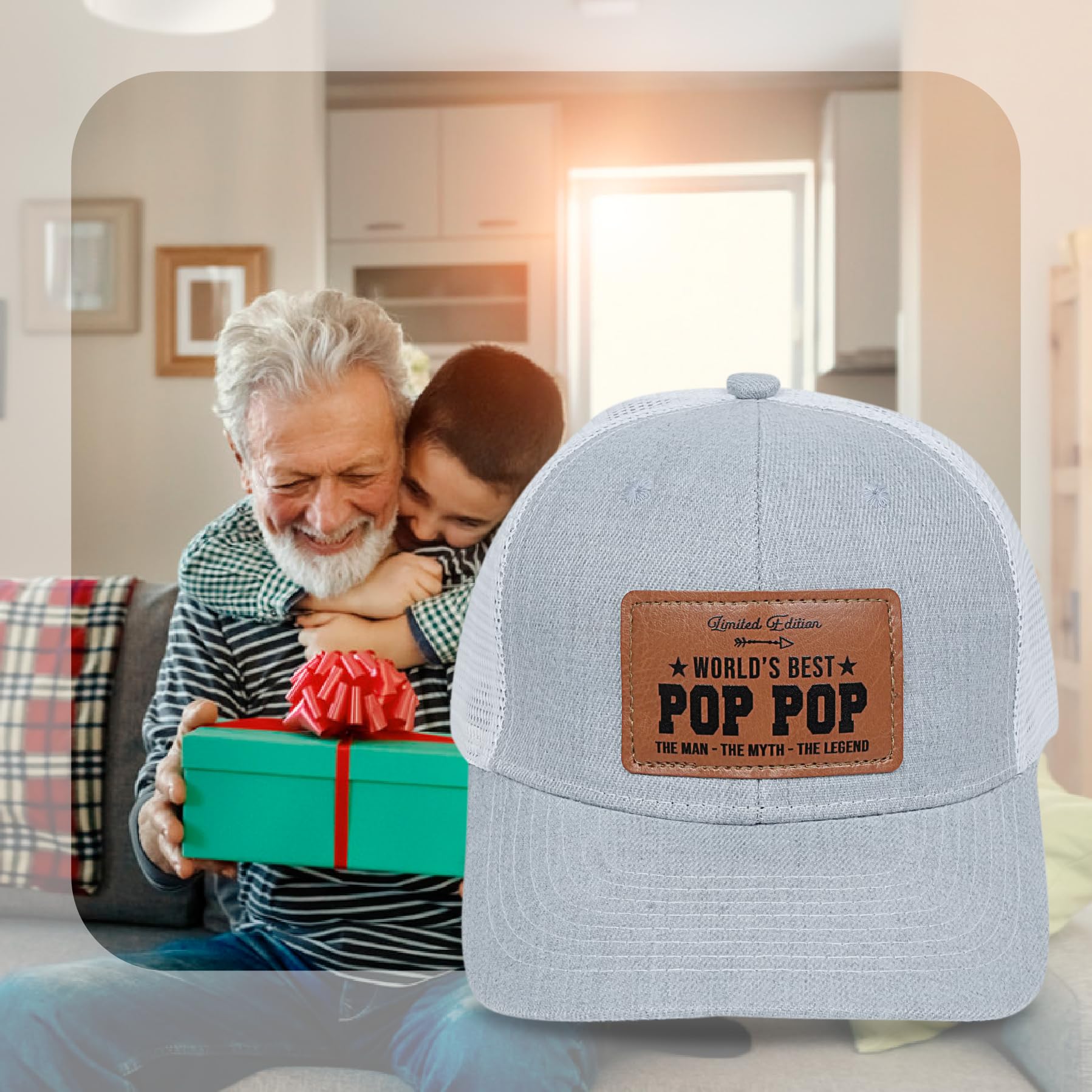 Men's Hat Gifts - Men Cap Gifts for Christmas Father's Day Birthday Trucker Hat Leather Pattern Baseball Cap