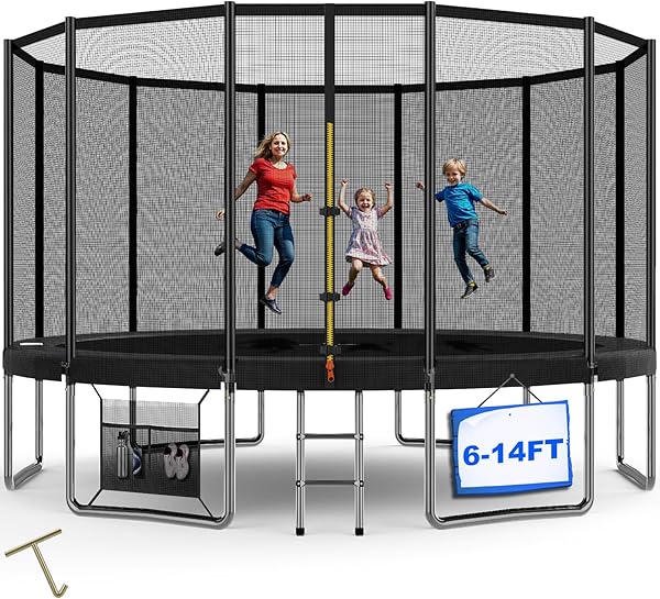 Devoko Trampolin Outdoor Ø 183/228/305/366/427 cm, GS-Zertifikat Indoor Trampolin Kinder Gartentrampoline, Komplettset mit Schuhnetz, Leiter, Randabdeckung, Sicherheitsnetz