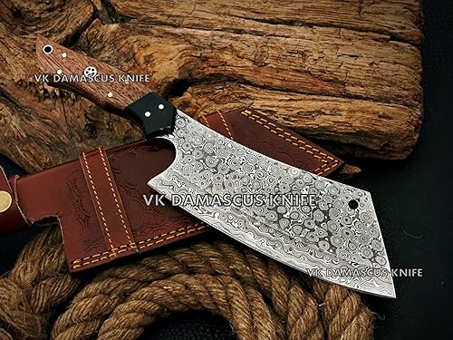 Miniatura 7 de Cuchillo de carnicero de Damasco, cuchillo de carnicero para cortar carne, 12 pulgadas, hecho a mano, cuchillo de espiga completa para cortar carne