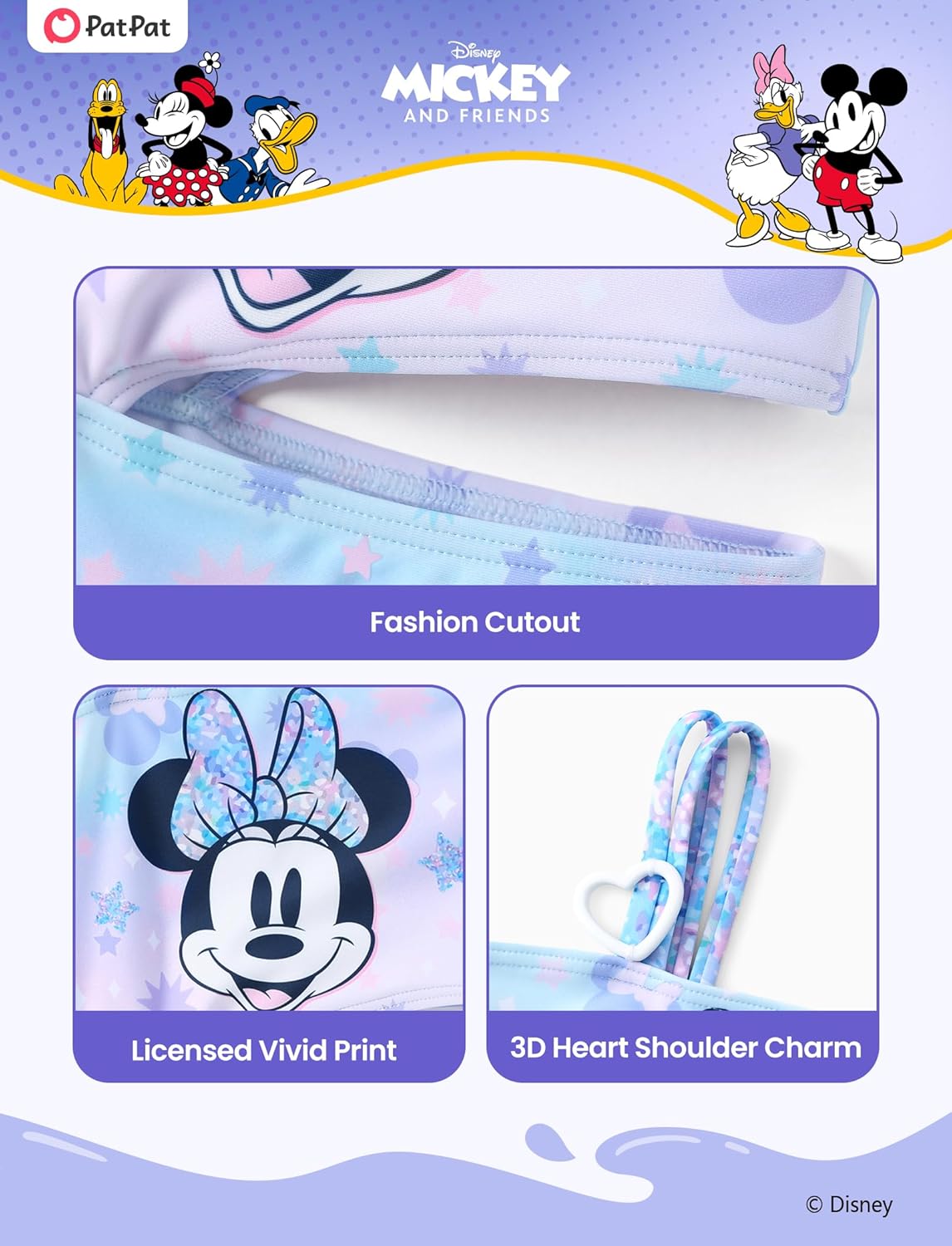 Disney Stitch Frozen Marvel Minnie Mouse Girls Swimsuits Ruffle One Piece Bathing Suits UPF 50 Swimwear Quick Dry Size 2-13Y - Image 4